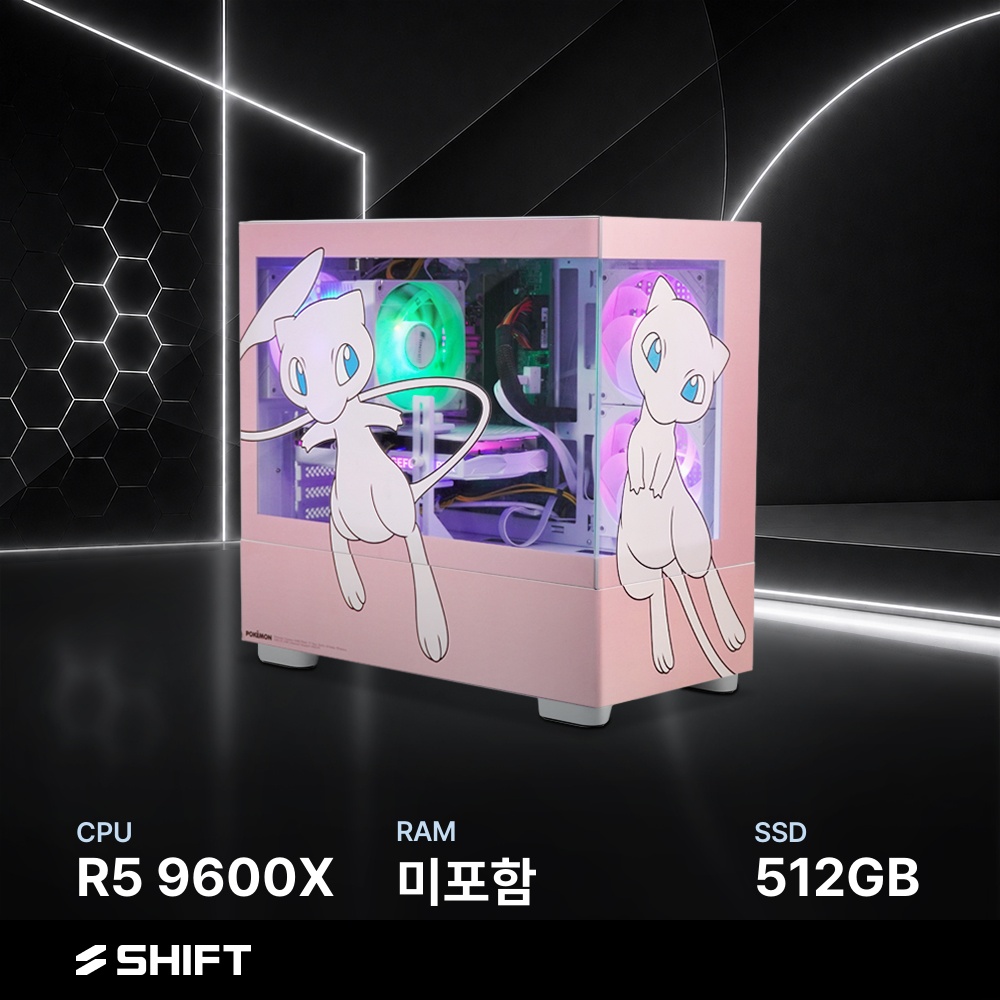 주연테크 시프트 AMD 라이젠5 9600X 반본체 RAM 미포함 NVMe 512G 게이밍 컴퓨터 PKMv96XHFVR-512G 포켓몬스터 - 상품 이미지