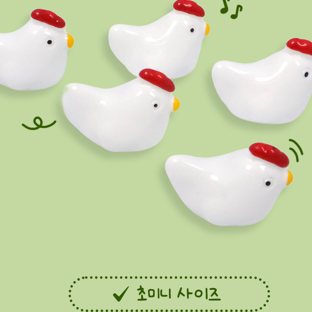 화이트컬러닭피규어 귀여운디테일다용도데코미니닭 디오라마미니어처닭 5p - 상세 이미지 2
