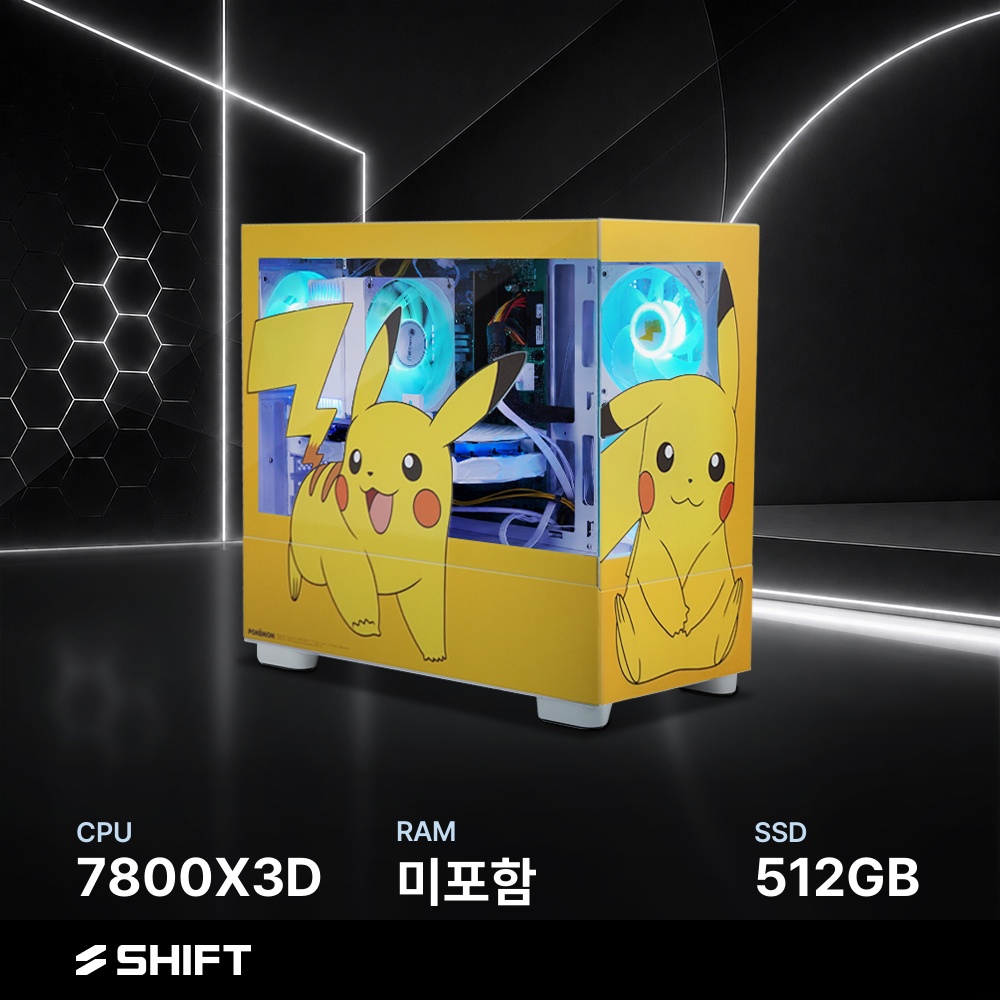 주연테크 시프트 AMD 라이젠7 7800X3D 반본체 RAM 미포함 NVMe 512G 게이밍 컴퓨터 PKPv78XHFVR-512G 포켓몬스터 - 상품 이미지