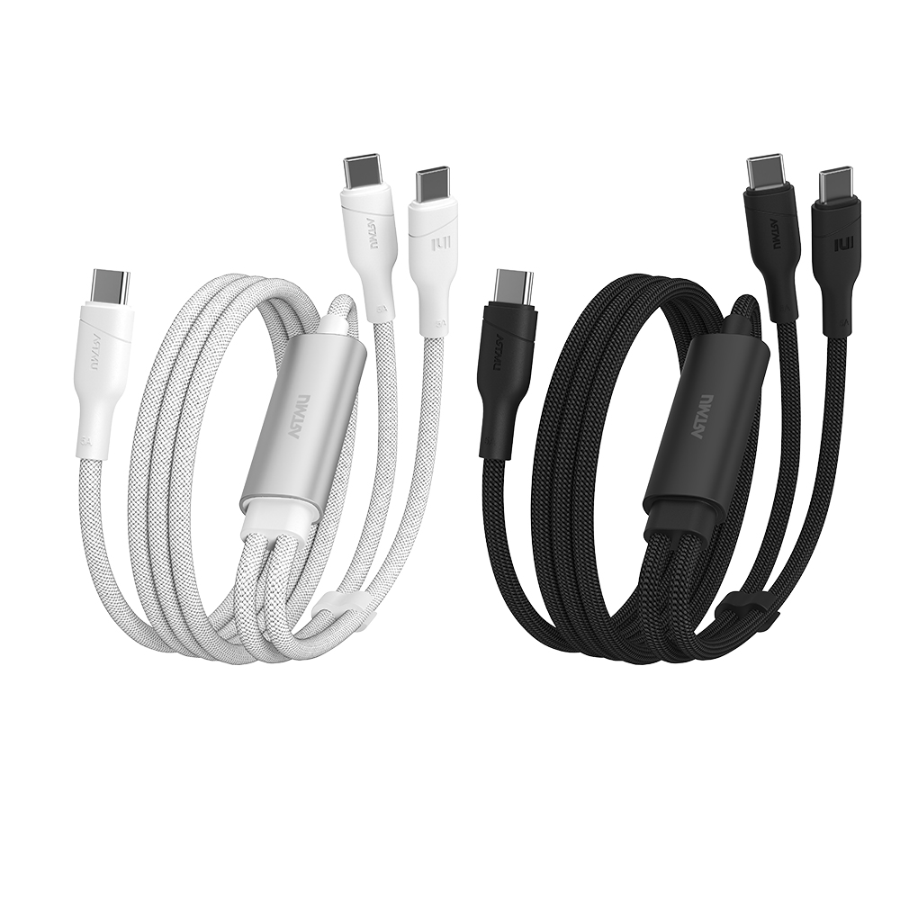 네오 C타입 140W 5A PD3.1 2in1 듀얼 고속충전 케이블 블랙, 1개, 1.5m 이미지 2