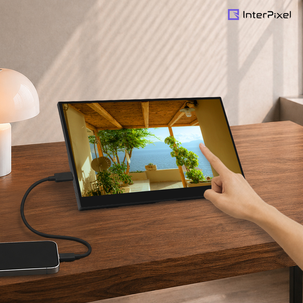 [신제품] 인터픽셀 IP1510T 터치 IPS 60Hz C포트 포터블 휴대용 모니터 틸트 앵글 컨트롤 - 상품 이미지