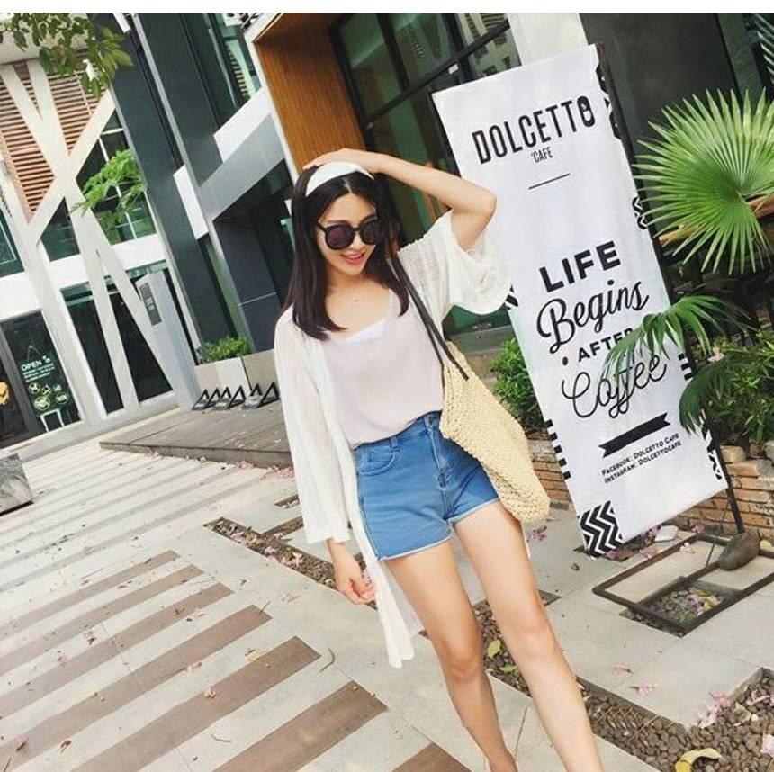 수영 가디건 쉬폰 수영 로브 여성 비치 룩 가디건 - 상세 이미지 3