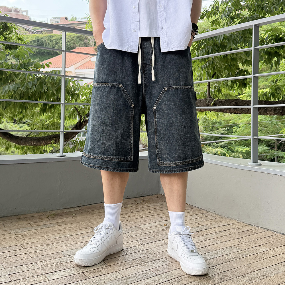 남자 다르 여름 더블니 카펜더 버뮤다 데님 팬츠 이미지 8