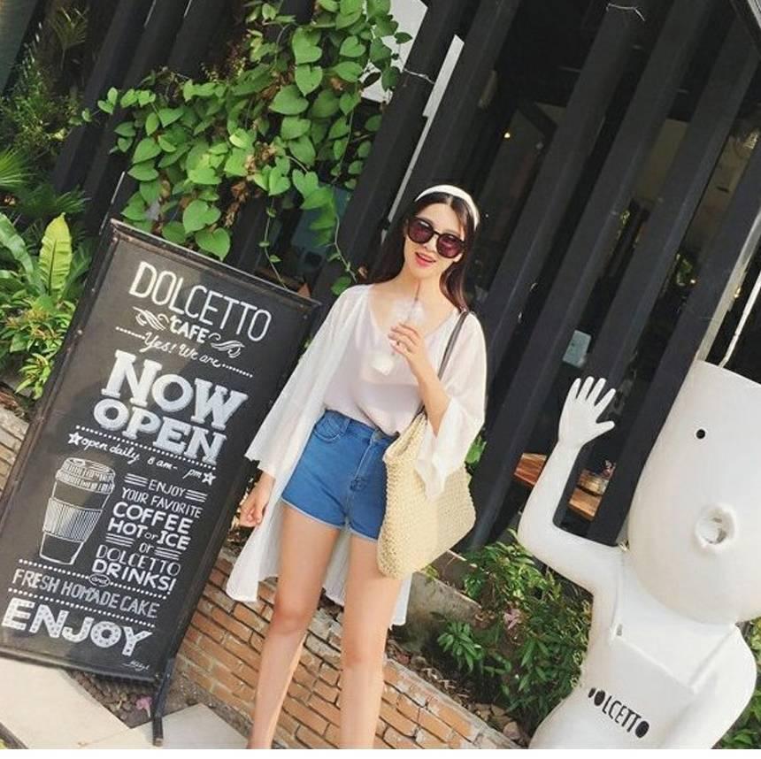 수영 가디건 쉬폰 수영 로브 여성 비치 룩 가디건 - 상세 이미지 4