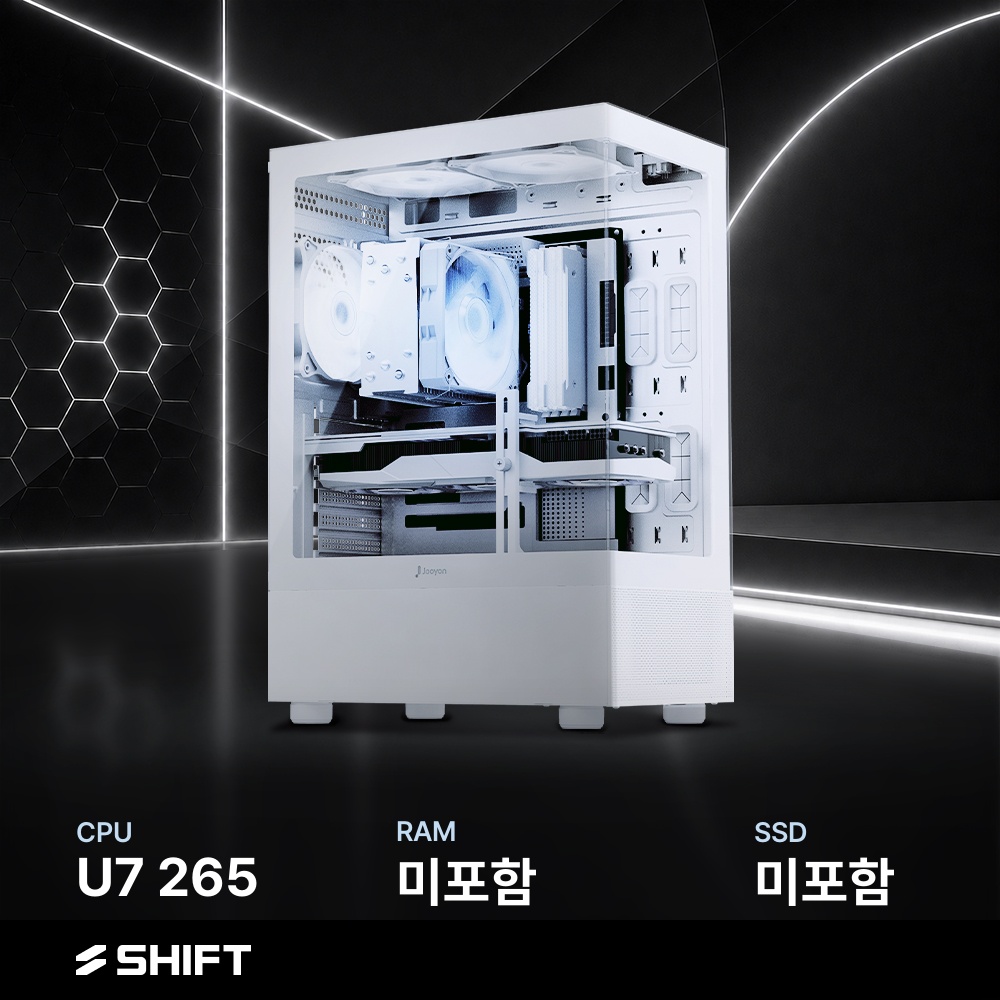 주연테크 시프트 인텔 코어 울트라7 265 반본체 RAM 미포함 NVMe 미포함 게이밍 컴퓨터 D3v265HFVRS 화이트 - 상품 이미지