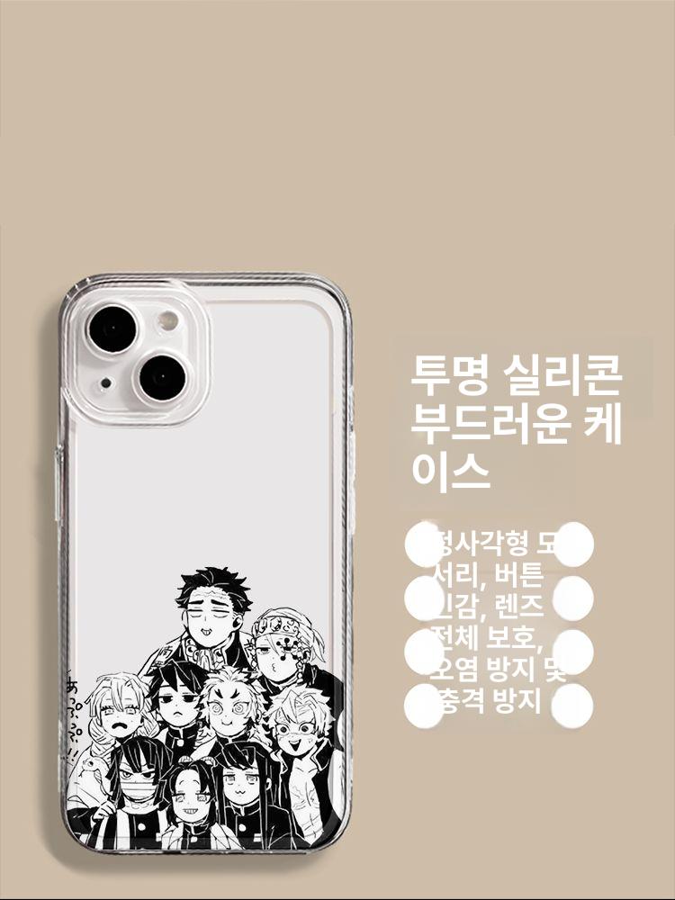 귀멸의 칼날 아이폰 케이스 16 15 14 귀살대 주 휴대폰 커버 소프트쉘 귀칼 25082002-투명Angel Eyes-투명 iPhone16 - 상세 이미지 5