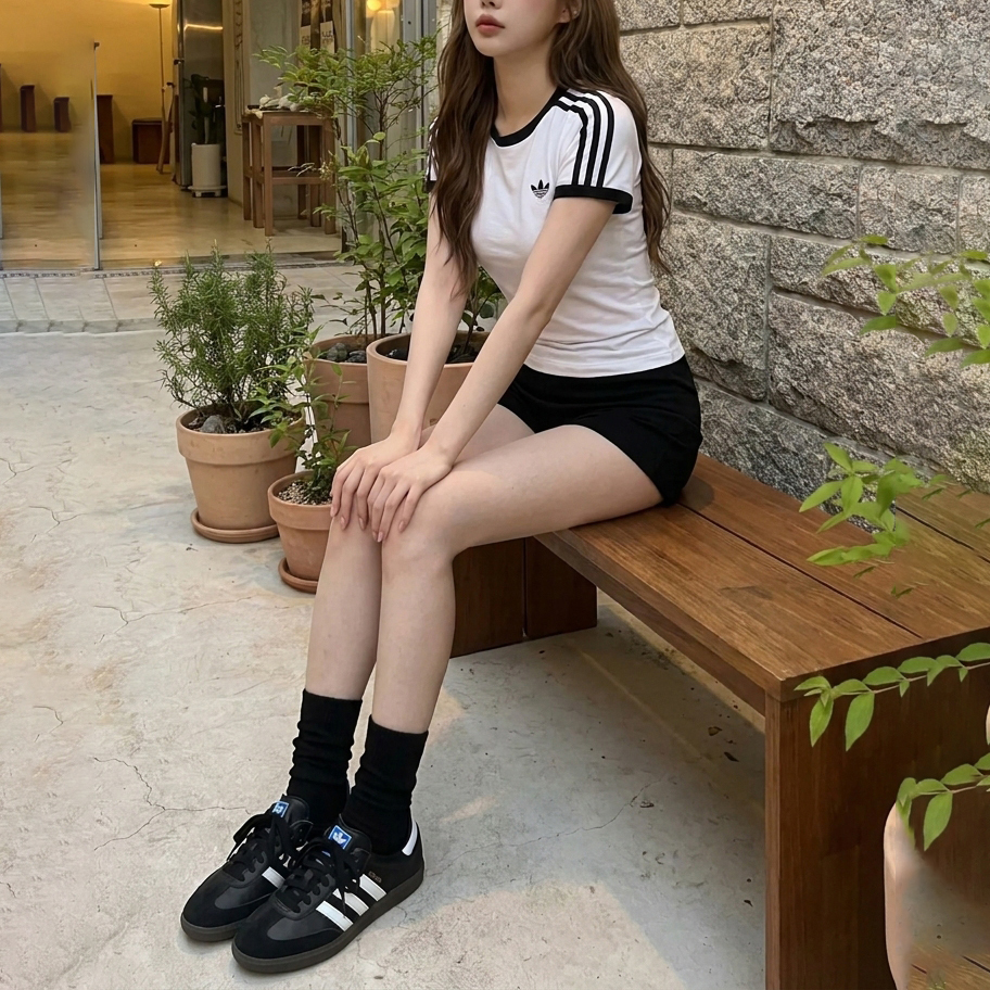 [당일출고] 아디다스 여자 반팔 티셔츠 삼선 오리지널 스트라이프 이미지 6