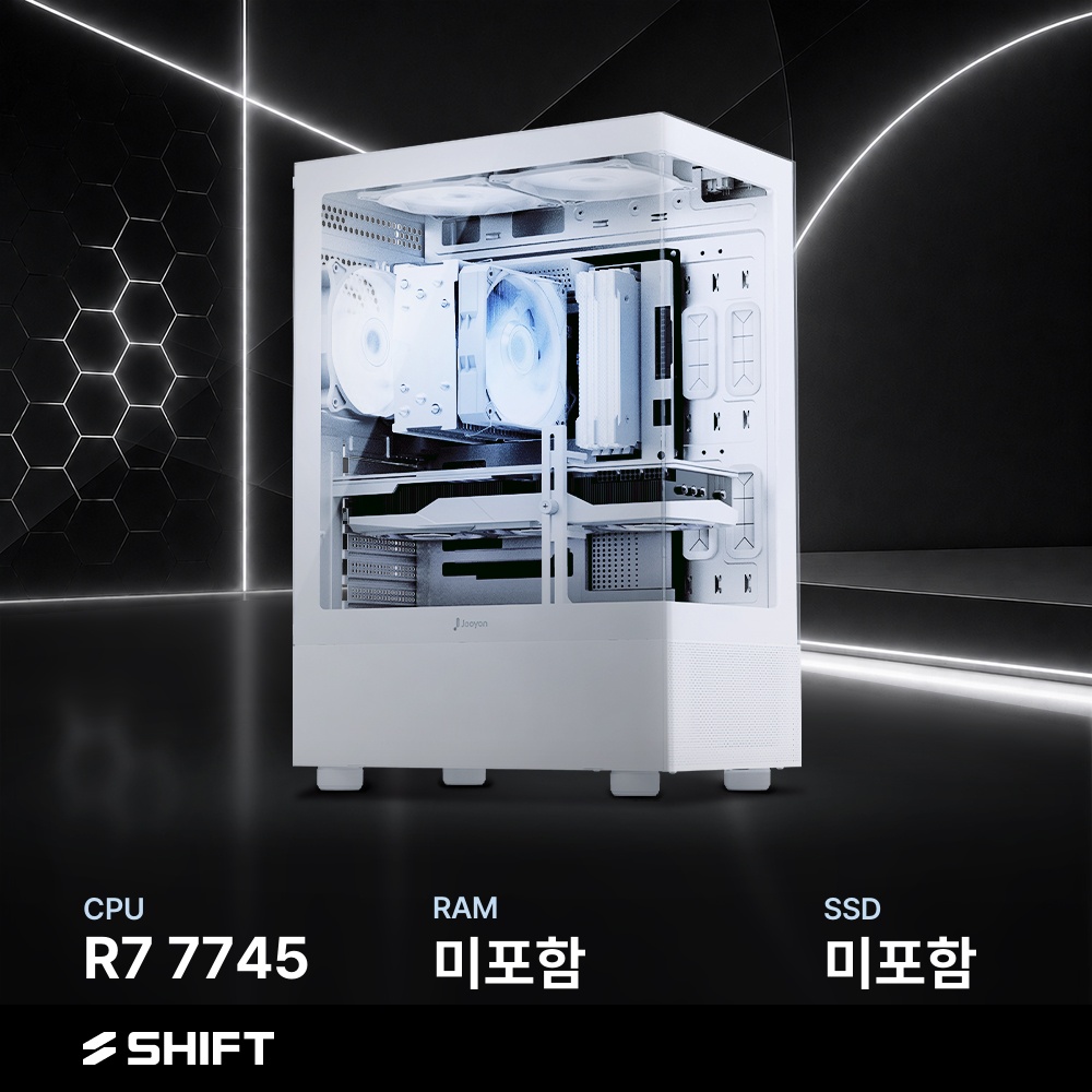 주연테크 시프트 AMD 라이젠7 7745 반본체 RAM 미포함 NVMe 미포함 게이밍 컴퓨터 D3v745HFVRS 화이트 - 메인 이미지