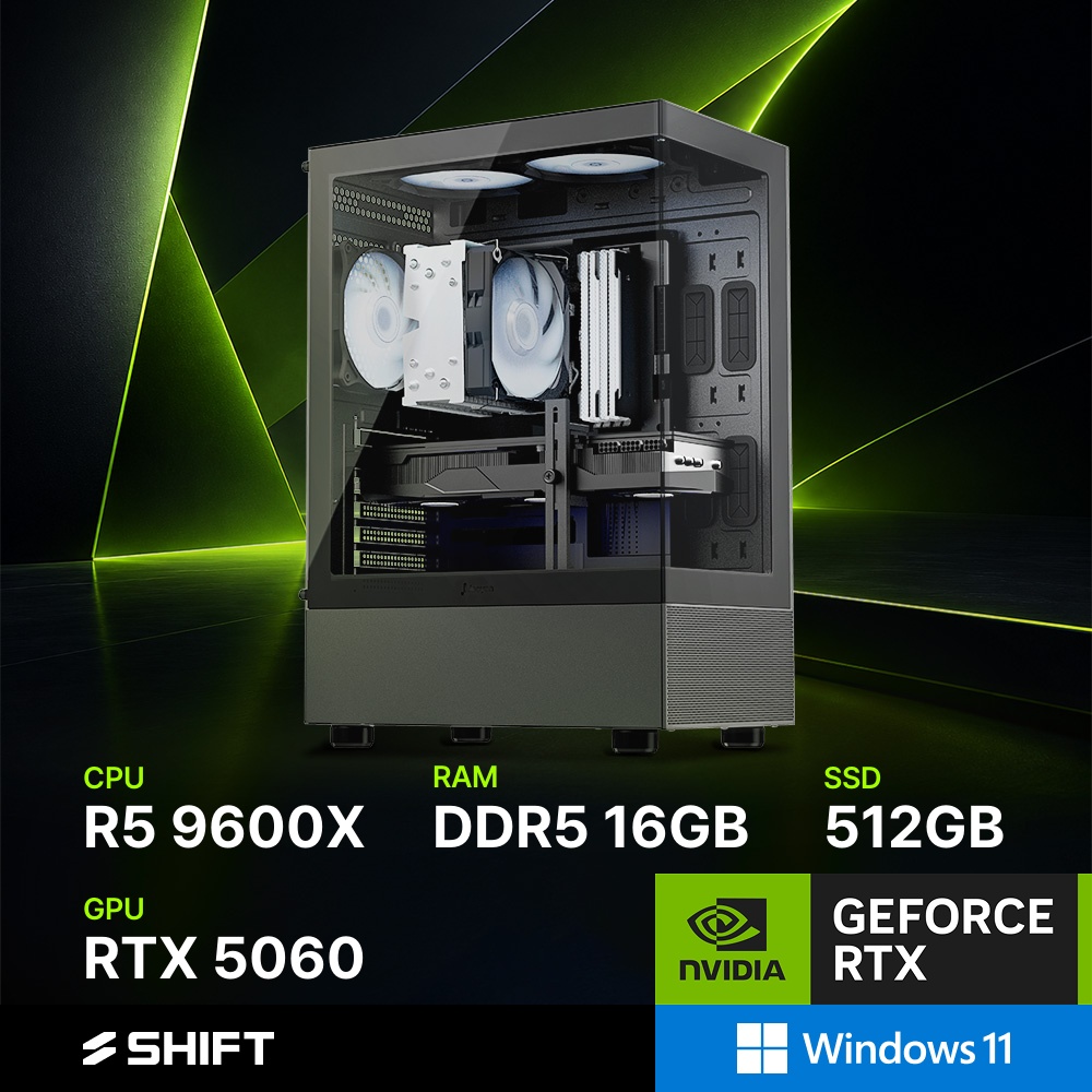 주연테크 MARINE D396X56W 블랙 AMD 라이젠 9600X RTX 5060 윈도우11 게이밍 데스크탑 컴퓨터 브랜드PC - 상품 이미지