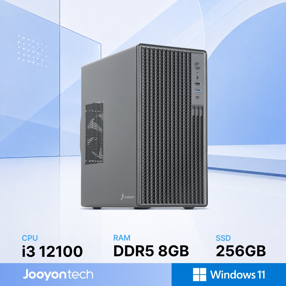 주연테크 홈오피스 굿워크 인텔 코어i3 12100 내장그래픽 DDR5 8G NVMe 256G 윈도우11 홈 사무용 가정용 컴퓨터 D1v12100W 블랙 상품 이미지