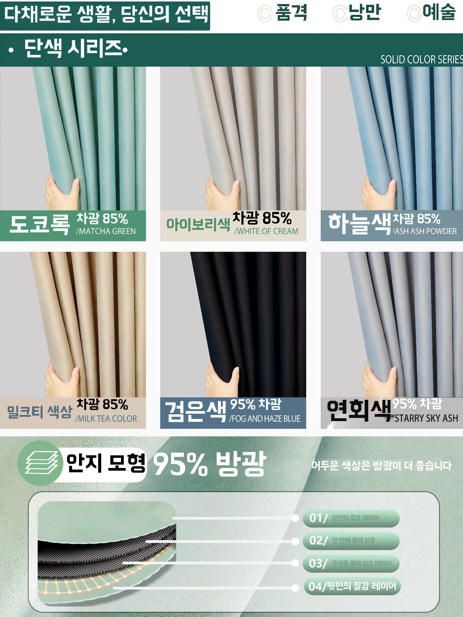 암막 슬라이드 커튼 무타공 블라인드 침실 침대 - 상세 이미지 4