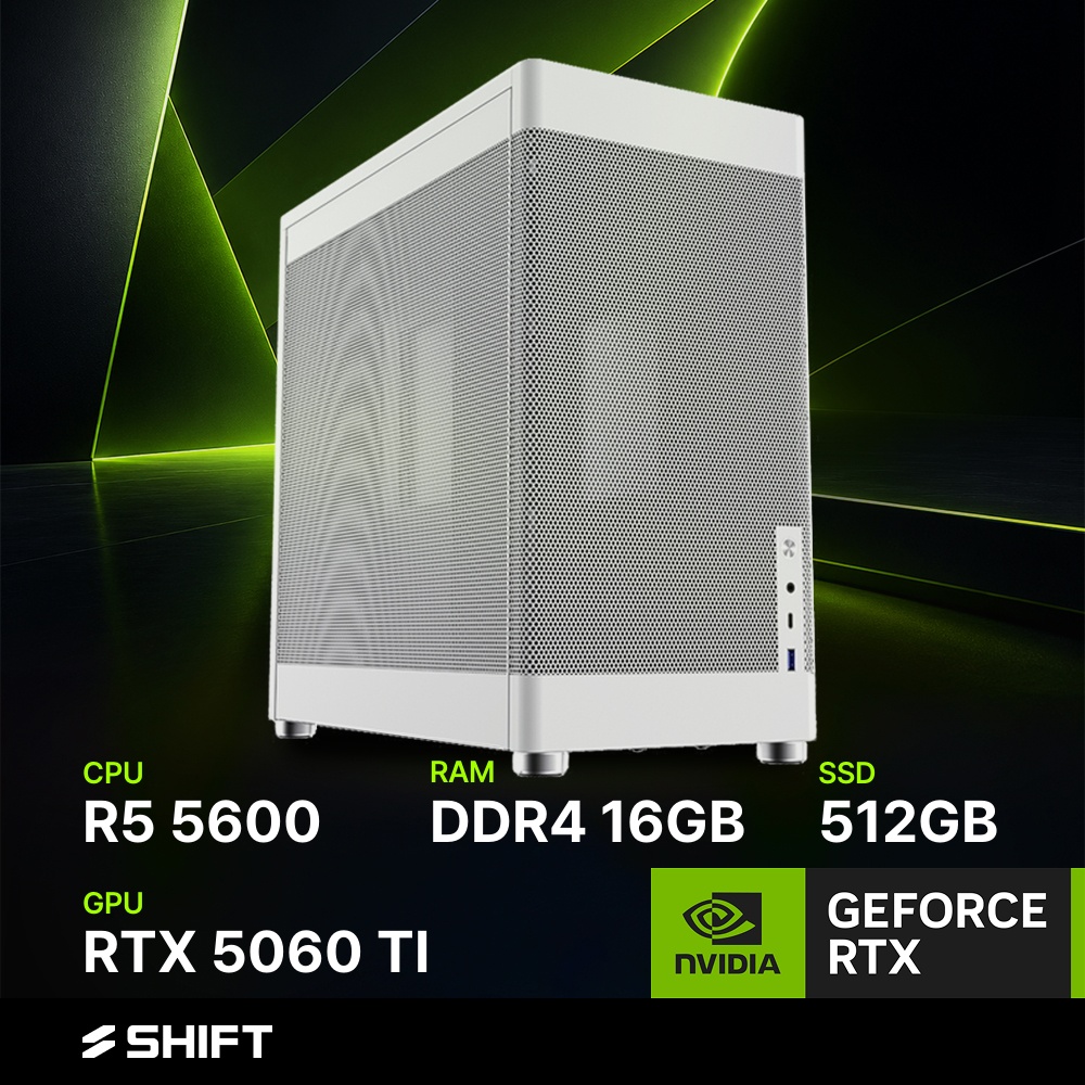 주연테크 리오나인 메쉬박스 CG35656T 화이트 AMD 라이젠 5600 RTX 5060 Ti 게이밍 데스크탑 브랜드PC - 상품 이미지