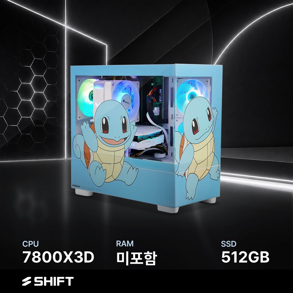 주연테크 시프트 AMD 라이젠7 7800X3D 반본체 RAM 미포함 NVMe 512G 게이밍 컴퓨터 PKKv78XHFVR-512G 포켓몬스터 - 상품 이미지