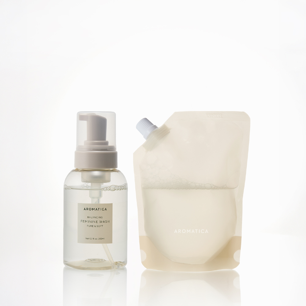 아로마티카 퓨어 앤 소프트 여성청결제 본품 & 리필 세트 (본품 용량 선택 + 리필 300ml) 이너퍼퓸 와이클렌저 y존케어 저자극 페미닌워시