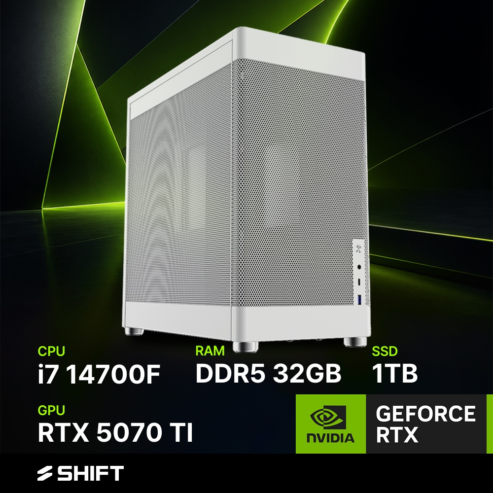 주연테크 리오나인 메쉬박스 CG347F57T 화이트 인텔 i7 14700F RTX5070Ti 게이밍 브랜드PC - 상품 이미지