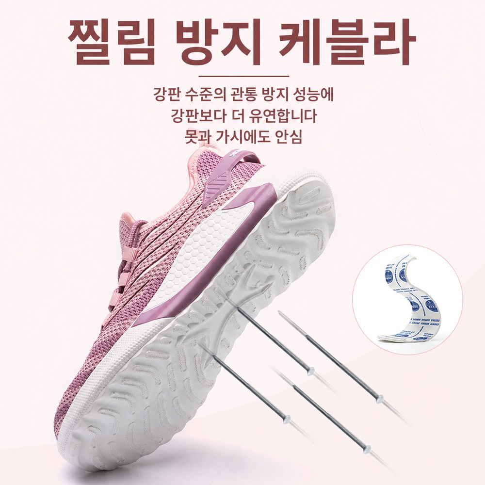 여성 안전화 경량 스니커즈 작업화 쿠션 미끄럼방지 스틸토우 통기성 - 상세 이미지 4