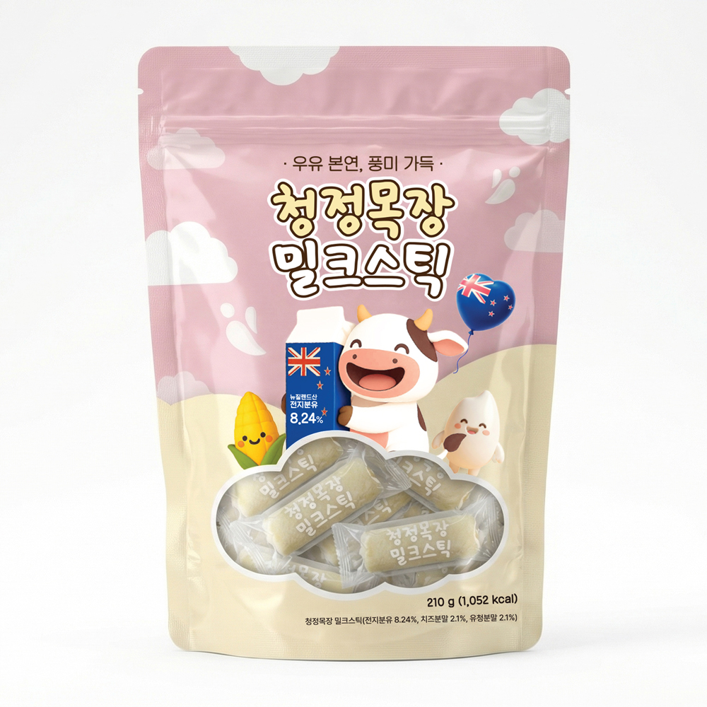 청정목장 밀크스틱 개별포장 우유 과자 간식 우유맛, 210g, 8개 - 상품 이미지