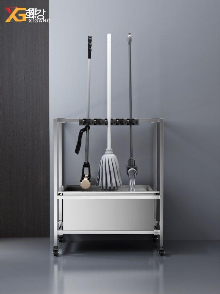 마대걸레걸이 밀대거치대 행거 이동식 상자 스테인리스 중형 10걸이 - 상세 이미지 2