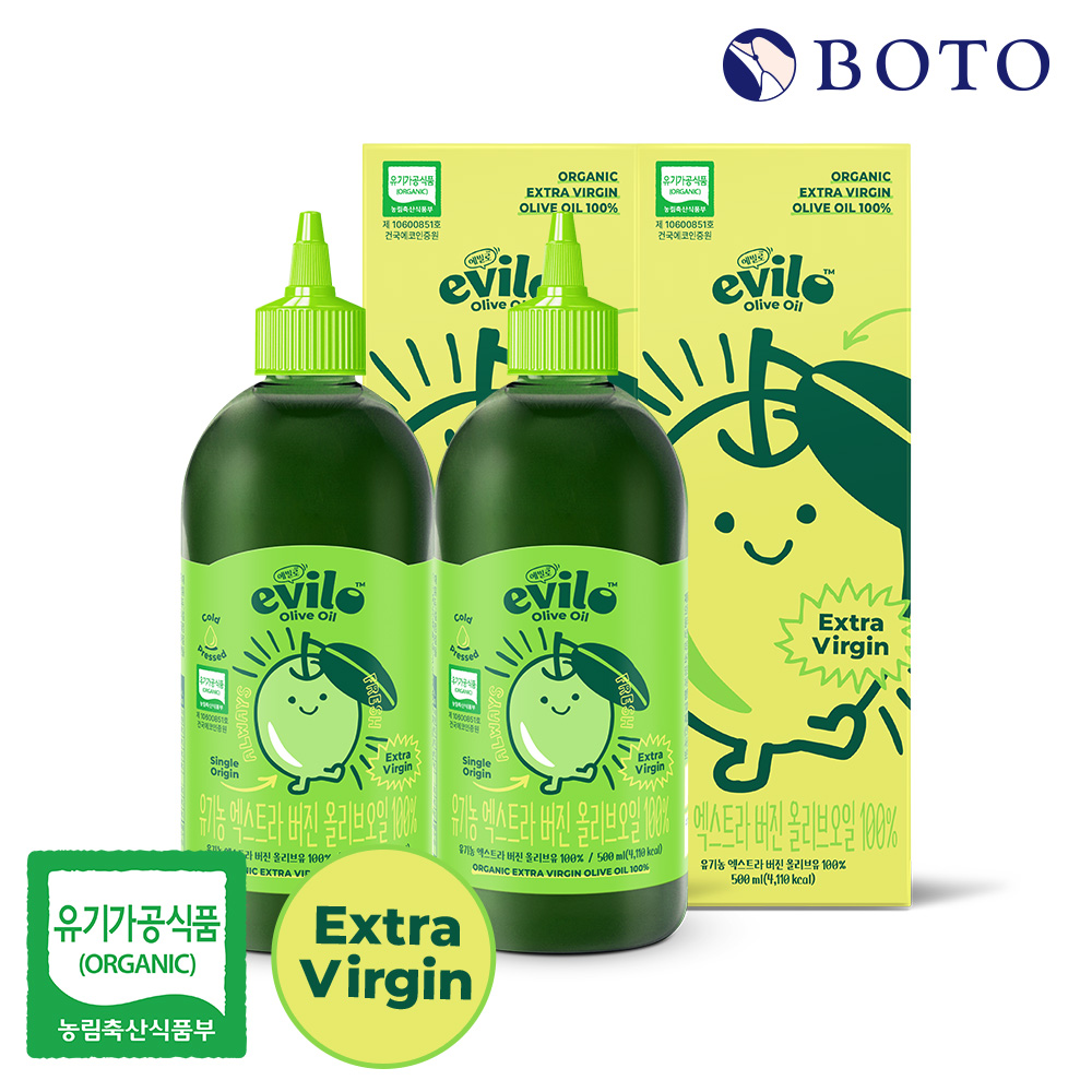 보뚜 에빌로 유기농 엑스트라버진 올리브오일 500ml, 2개 - 상품 이미지