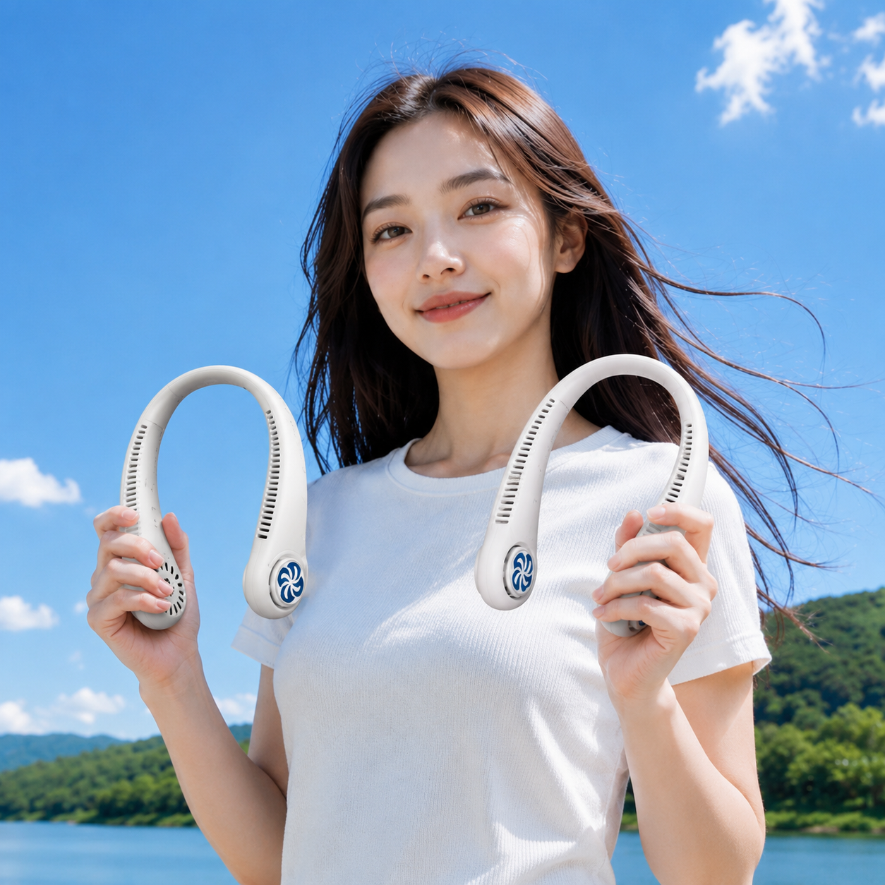 에디토 넥선풍기 목에거는 휴대용 선풍기 넥밴드 야구장 미니 목 에어컨 BLDC 넥풍기 제품 이미지
