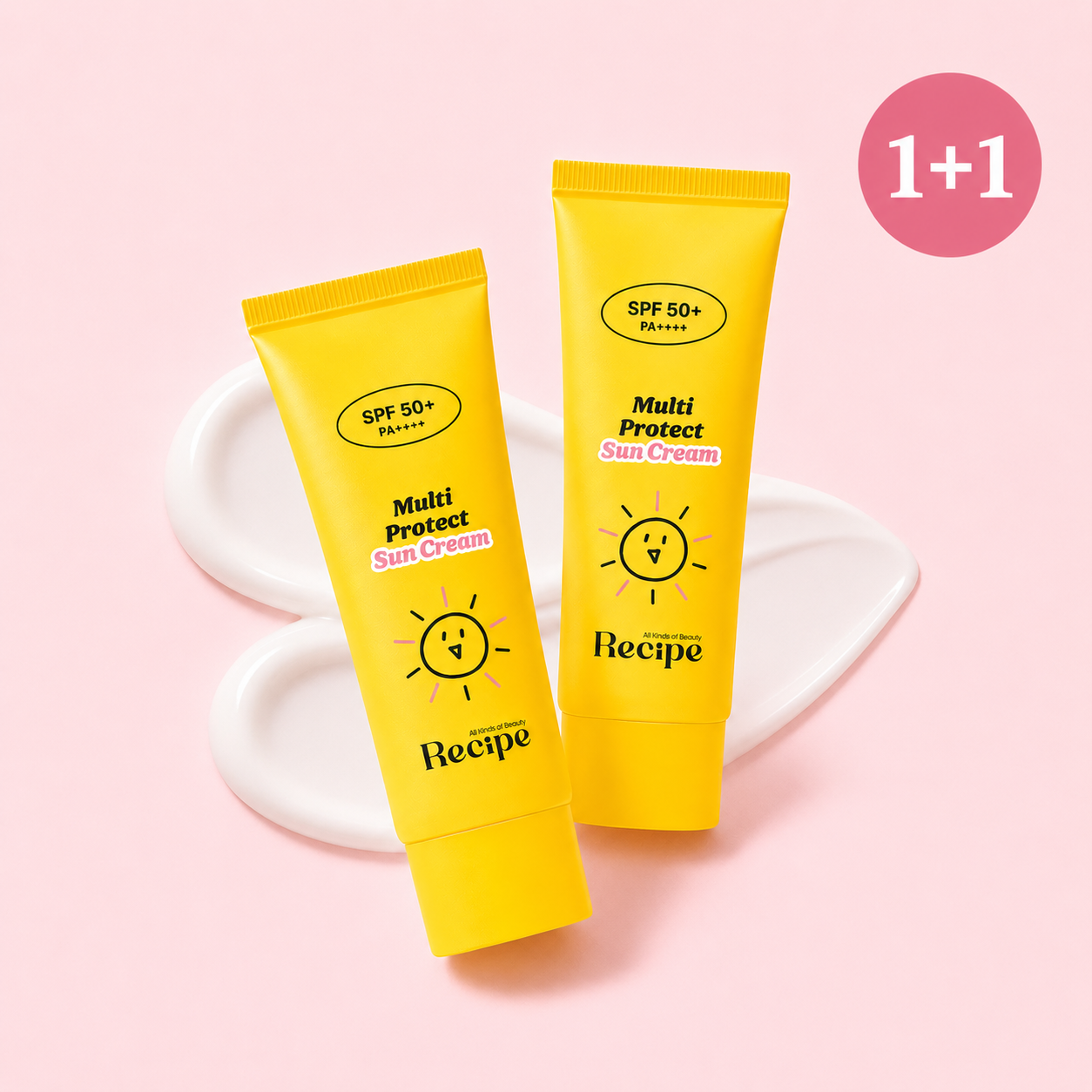 [1+1] 레시피 3중기능성 무기자차 마일드 선크림 SPF50+ PA ++++ 50ml - 상품 이미지