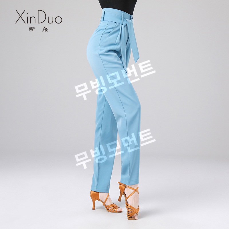 라틴댄스 바지 사교댄스복 하이웨스트 포켓 연습복 - 상세 이미지 4