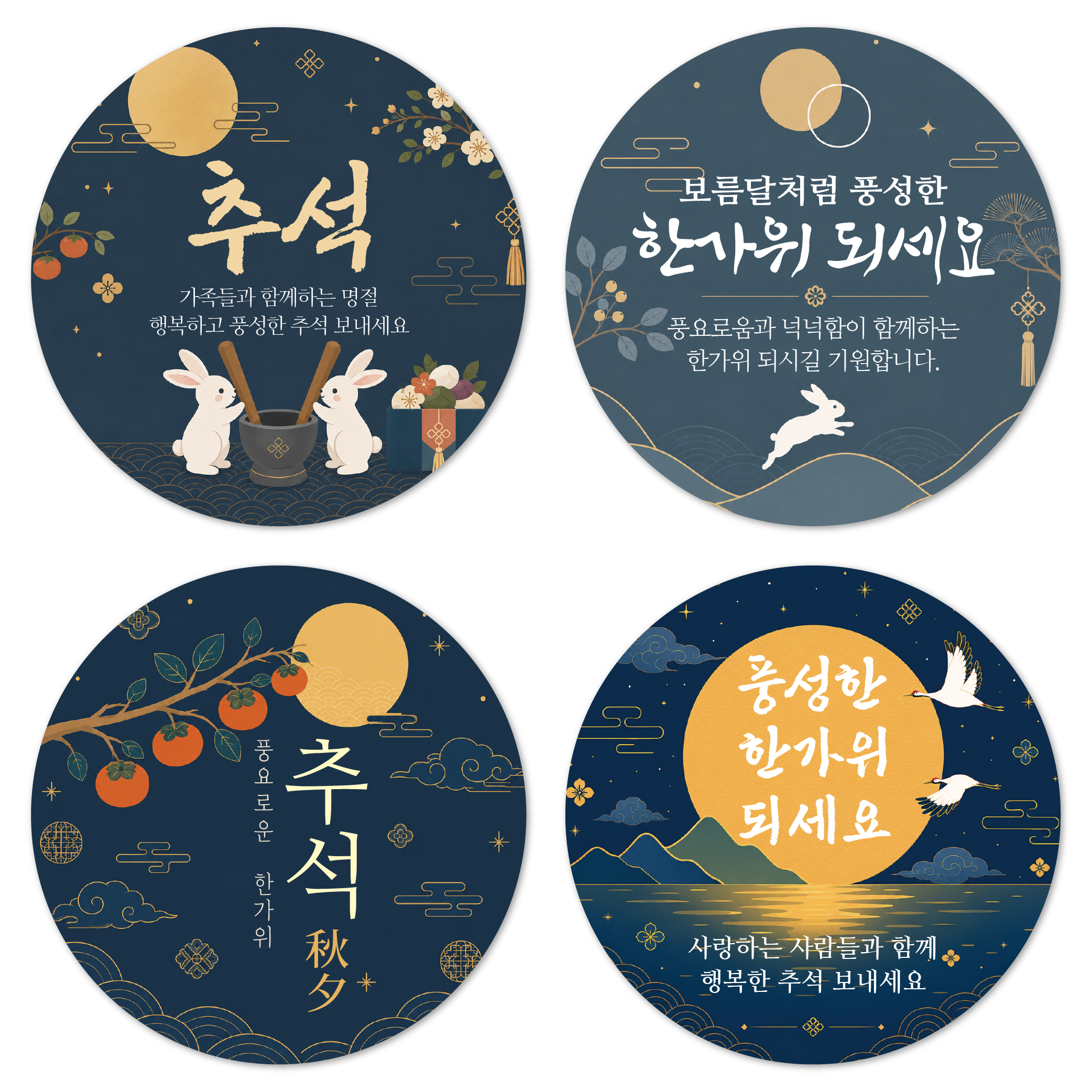 한가위 추석 명절 사각 원형 소량 스티커 제작 01 자유형 46x65mm 15개 - 상세 이미지 5