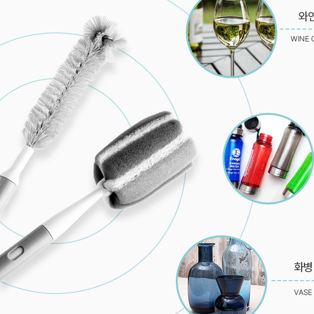 스펀지형컵솔 나일론모세척솔 길이조절깊은컵세척병솔 - 상세 이미지 3