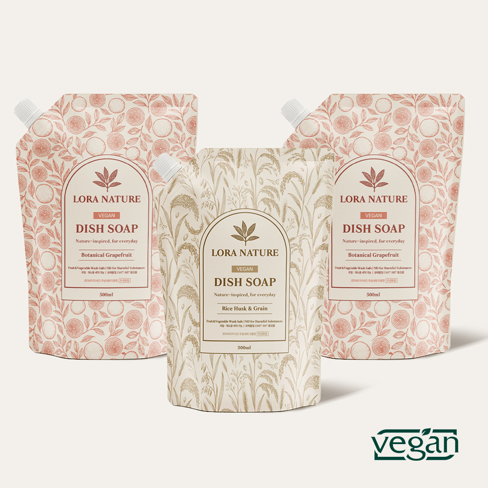 로라네이처 비건 1종 텀블러 과일 세척 설거지 주방세제 리필 500ml 3P - 상품 이미지