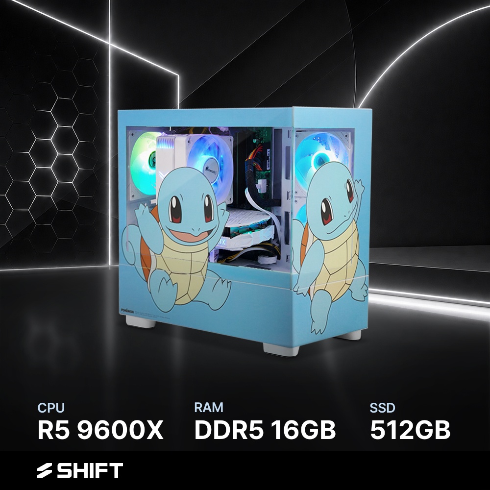 주연테크 시프트 AMD 라이젠5 9600X 반본체 DDR5 16G NVMe 512G 게이밍 컴퓨터 PKKv96XHFV-16G512G 포켓몬스터 - 상품 이미지