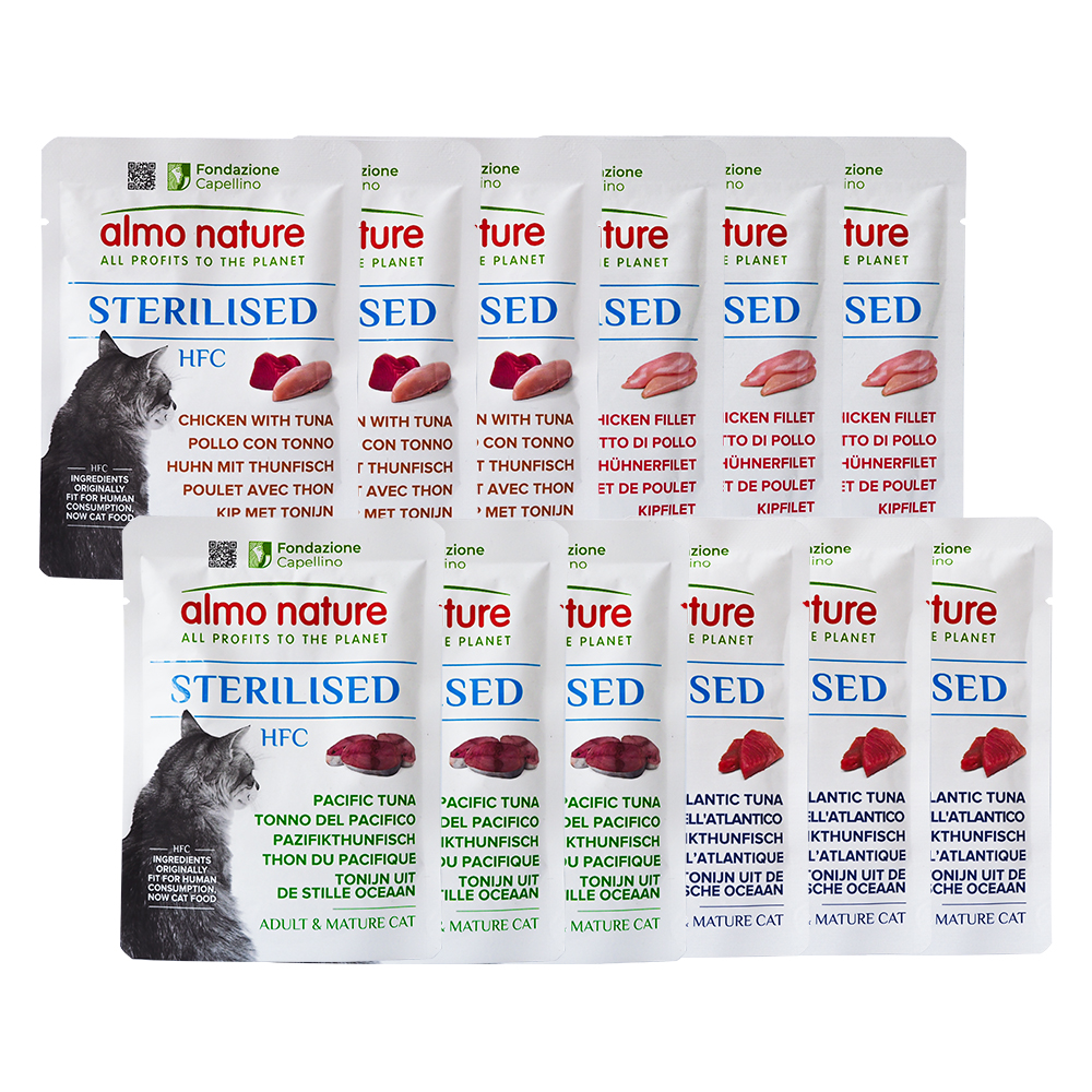 알모네이쳐 캣 파우치 HFC 스테럴라이즈드 기능성 습식 콤보(4종 3개씩), 50g, 12개 - 상품 이미지