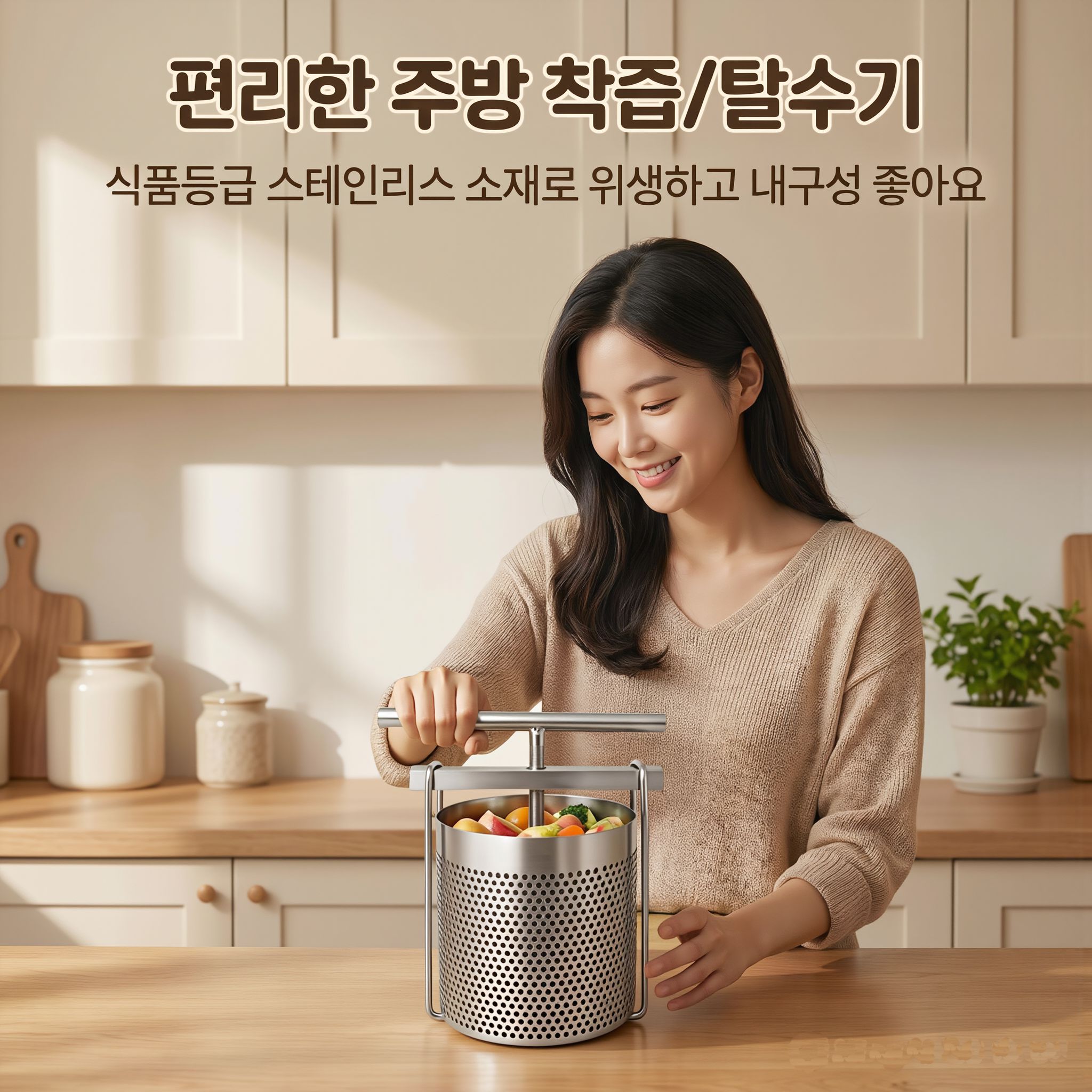 스텐 야채 오이지 음식 나물 국민 짤순이 만두소 스텐짤순이 2.3리터 - 상세 이미지 4