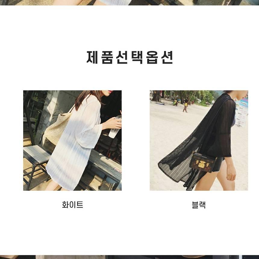 수영 가디건 쉬폰 수영 로브 여성 비치 룩 가디건 - 상세 이미지 2
