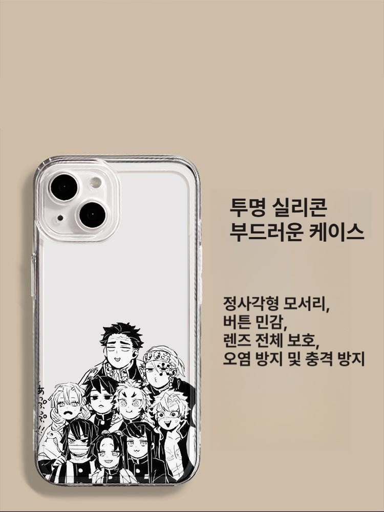 귀멸의 칼날 아이폰 케이스 16 15 귀살대 주 휴대폰 커버 소프트쉘 귀칼 25082002 투명 iPhone 16 - 상세 이미지 5