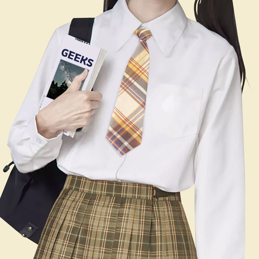 체크패턴스쿨룩자동넥타이 K교복스타일정장연출원터치넥타이 데일리코디면접용 - 상품 이미지