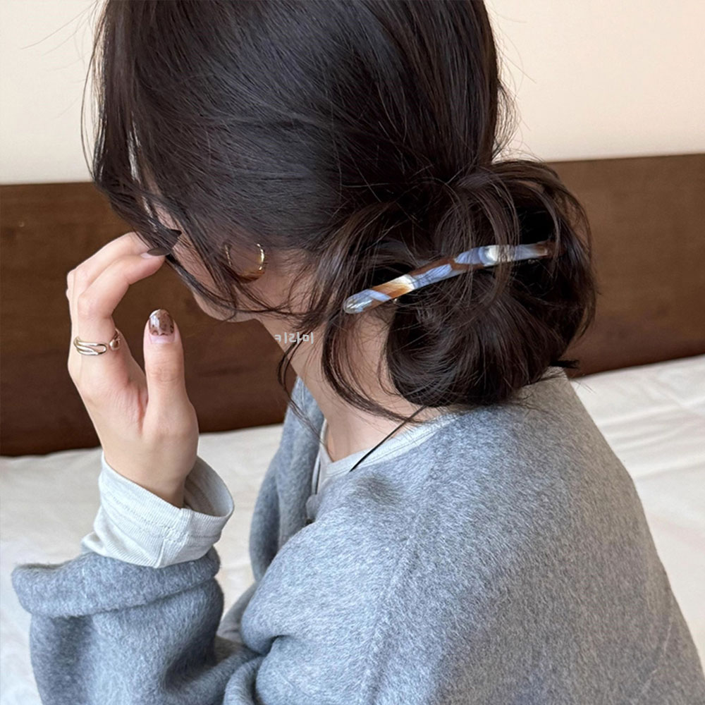 마블 일자 자동핀 프랑스삔 슬림 로우번 머리핀 이미지 7