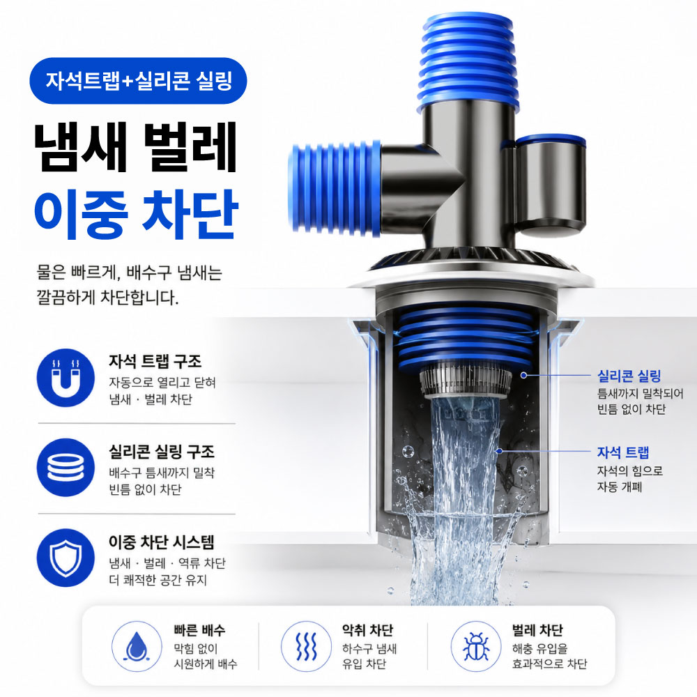 투텍 원픽 4세대 멀티 배수트랩 세탁기 건조기 로봇청소기 호스 연결 악취 벌레 역류 차단 이미지 6