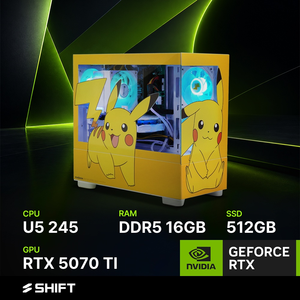 주연테크 포켓몬스터 PC 인텔 울트라2 245 RTX 5070 TI RAM 16GB SSD 512GB PKP24557T-W 피카츄 - 상품 이미지