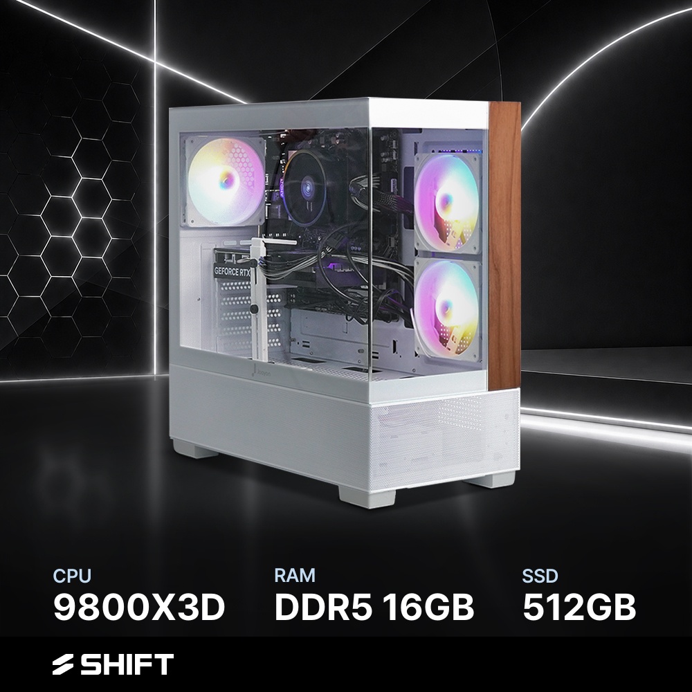 주연테크 시프트 AMD 라이젠7 9800X3D 반본체 DDR5 16G NVMe 512G 게이밍 컴퓨터 D6v98XHFV-16G512G 화이트 - 상품 이미지