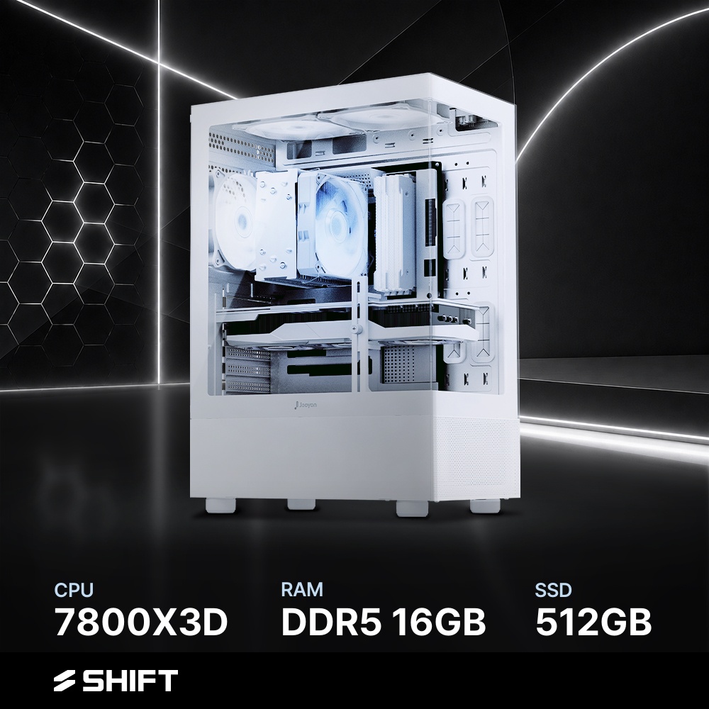 주연테크 시프트 AMD 라이젠7 7800X3D 반본체 DDR5 16G NVMe 512G 게이밍 컴퓨터 D3v78XHFV-16G512G 화이트 - 상품 이미지