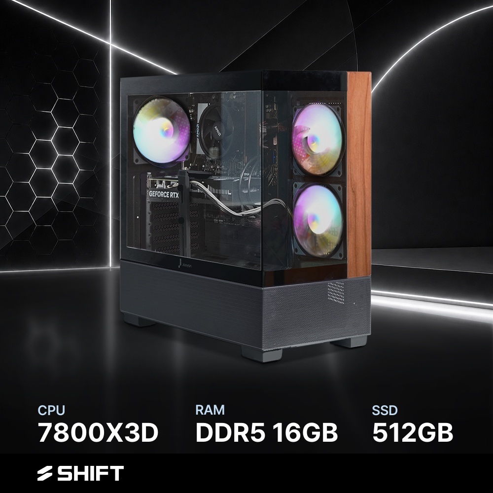 주연테크 시프트 AMD 라이젠7 7800X3D 반본체 DDR5 16G NVMe 512G 게이밍 컴퓨터 D6v78XHFV-16G512G 블랙 - 상품 이미지