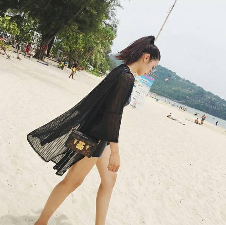 수영 가디건 쉬폰 수영 로브 여성 비치 룩 가디건 이미지 6