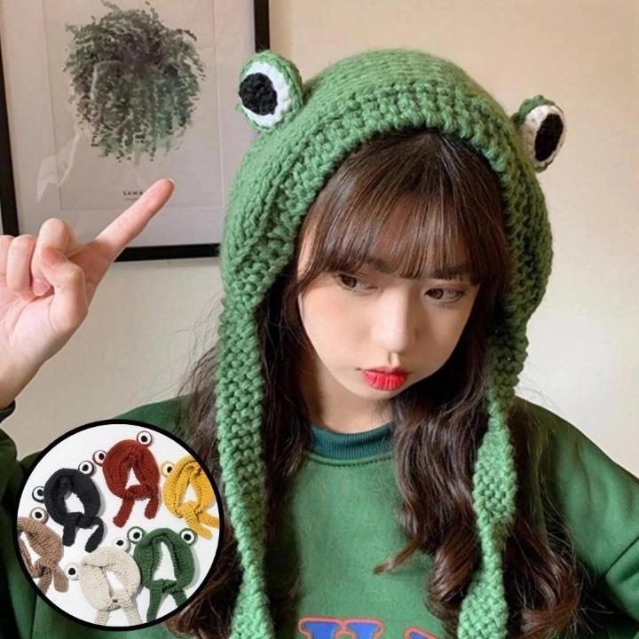 봄겨울 프로그 모자 개구리모자 귀여운 귀도리 이미지