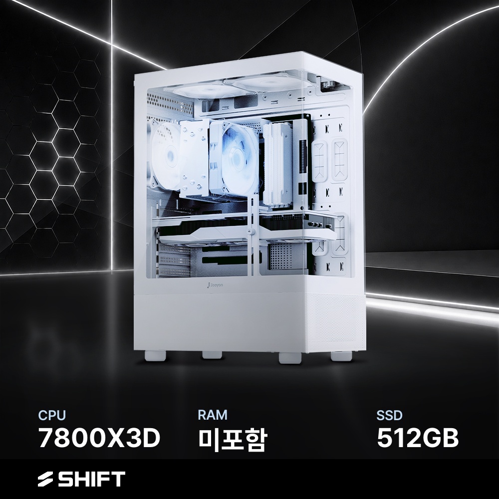 주연테크 시프트 AMD 라이젠7 7800X3D 반본체 RAM 미포함 NVMe 512G 게이밍 컴퓨터 D3v78XHFVR-512G 화이트 - 상품 이미지
