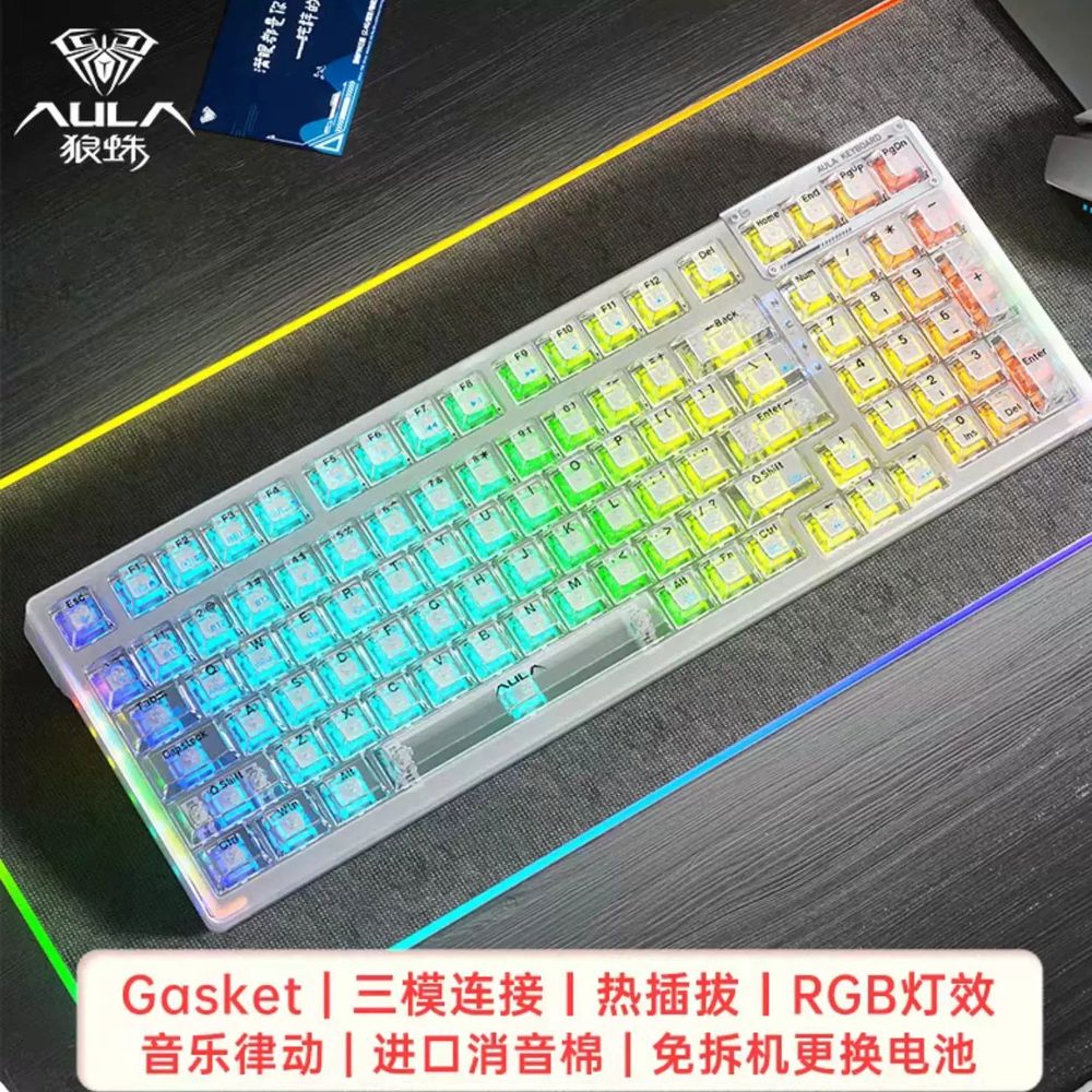 케이밍 투명 키보드 핫스왑 RGB 무선 독거미 기계식 - 상세 이미지 3