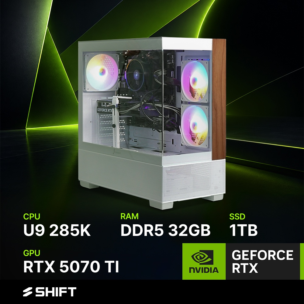 주연테크 카운터 D6285K57T 화이트 인텔 코어 울트라9-285K RTX 5070 Ti 고사양 게이밍 RAM 32GB SSD 1TB 데스크탑 컴퓨터 브랜드PC - 상품 이미지