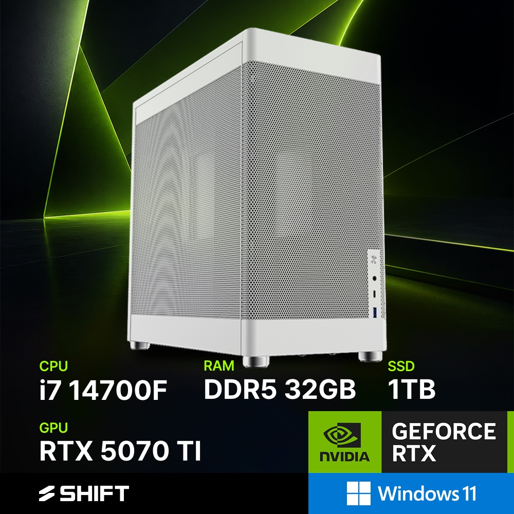 주연테크 리오나인 메쉬박스 CG347F57TW 화이트 인텔 i7 14700F RTX5070Ti 윈도우11 게이밍 브랜드PC - 상품 이미지
