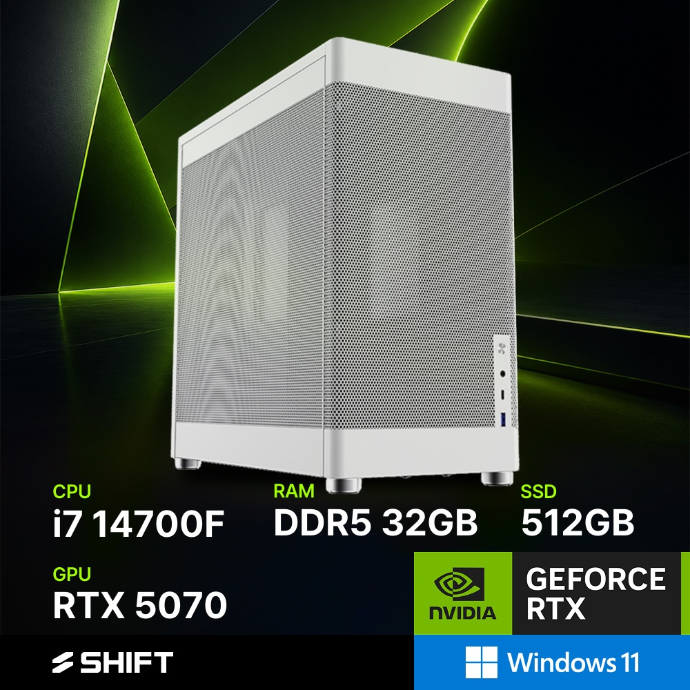 주연테크 리오나인 메쉬박스 CG347F57W 화이트 인텔 i7 14700F RTX5070 윈도우11 게이밍 컴퓨터 브랜드PC - 상품 이미지