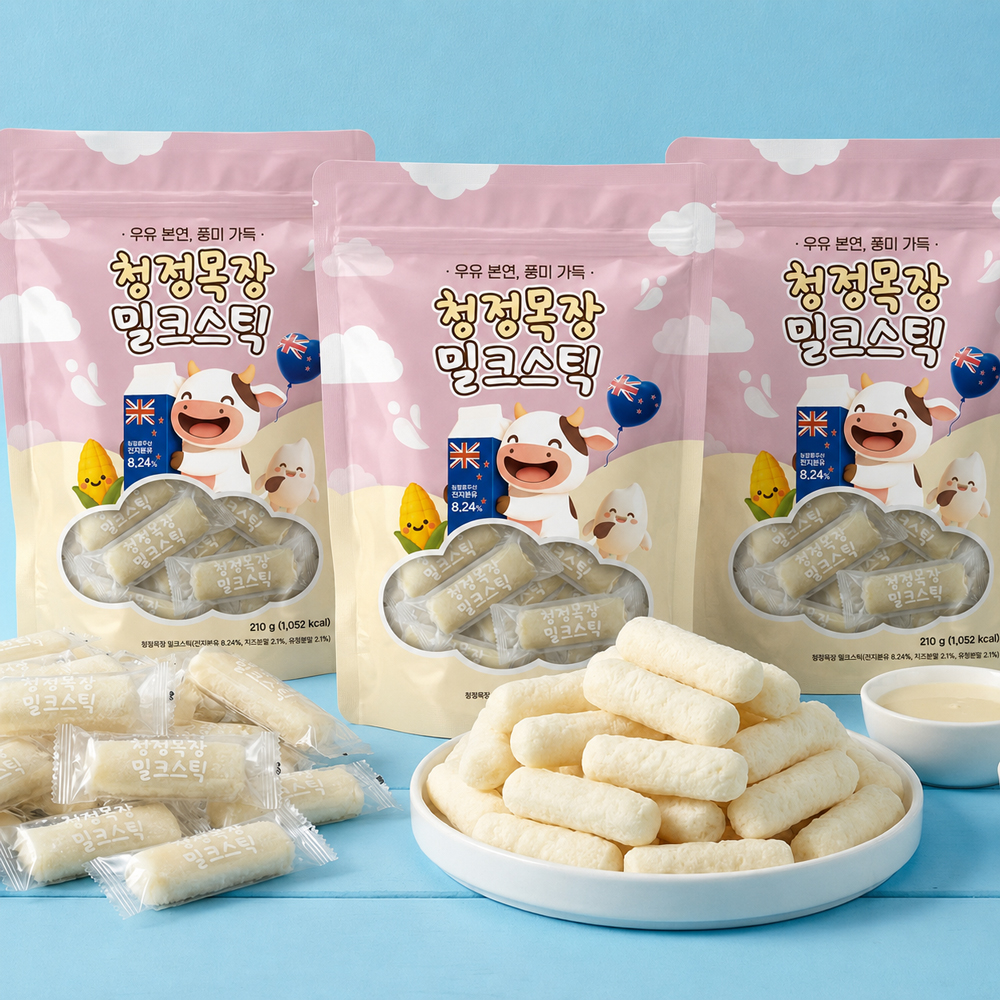 청정목장 밀크스틱 개별포장 우유 과자 간식 우유맛, 210g, 1개 - 상세 이미지 3