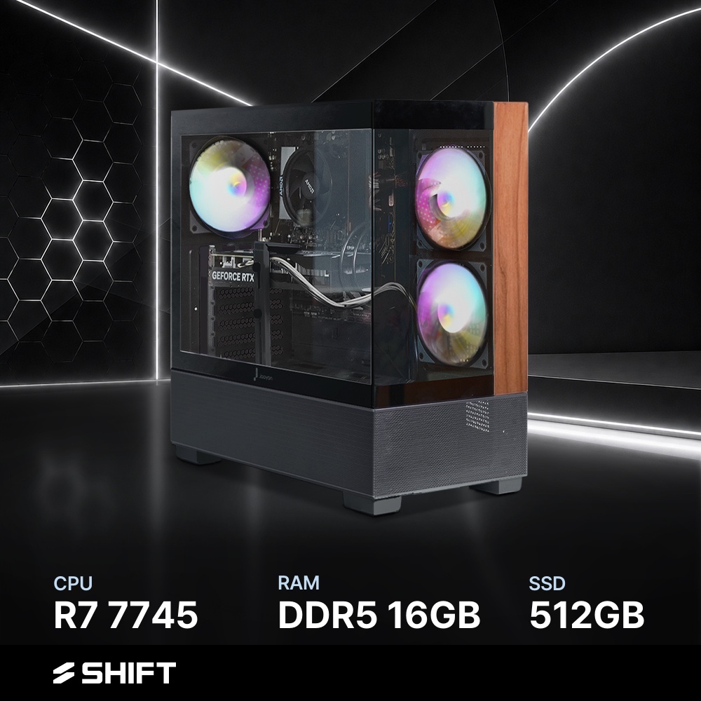 주연테크 시프트 AMD 라이젠7 7745 반본체 DDR5 16G NVMe 512G 게이밍 컴퓨터 D6v745HFV-16G512G 블랙 - 상품 이미지
